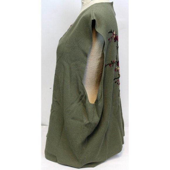 Koret Sweater Knit Vest sz 2X Green Embroidered Flower Bouquet Cottage Core - Picture 5 of 8